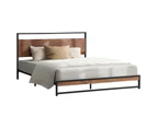 Oikiture Bed Frame Queen Size Metal Frame Wood