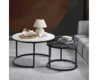 Oikiture Set of 2 Coffee Table Round Nesting Side End Table White & Black