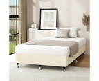 Oikiture Bed Frame King Single Bed Base Platform Beige