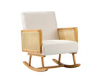 Oikiture Rocking Chair Nursing Armchair Linen Accent Chairs PE Rattan Beige