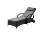 Livsip Wheeled Sun Lounger Day Bed Outdoor Setting Patio Furniture Black