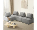 Oikiture 4PCS Modular Sofa Lounge Chair Armless TOFU Back Linen Grey