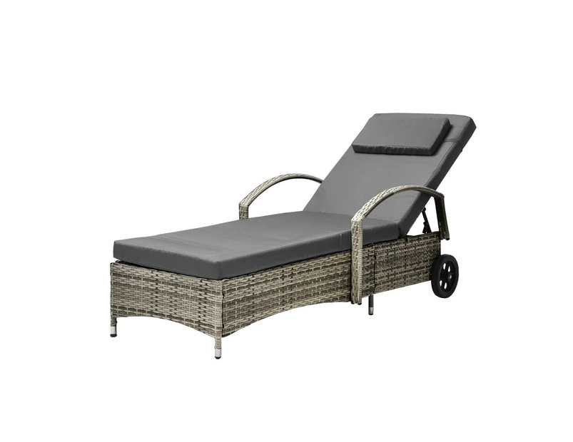 Livsip Wheeled Sun Lounger Day Bed Outdoor Setting Patio Furniture