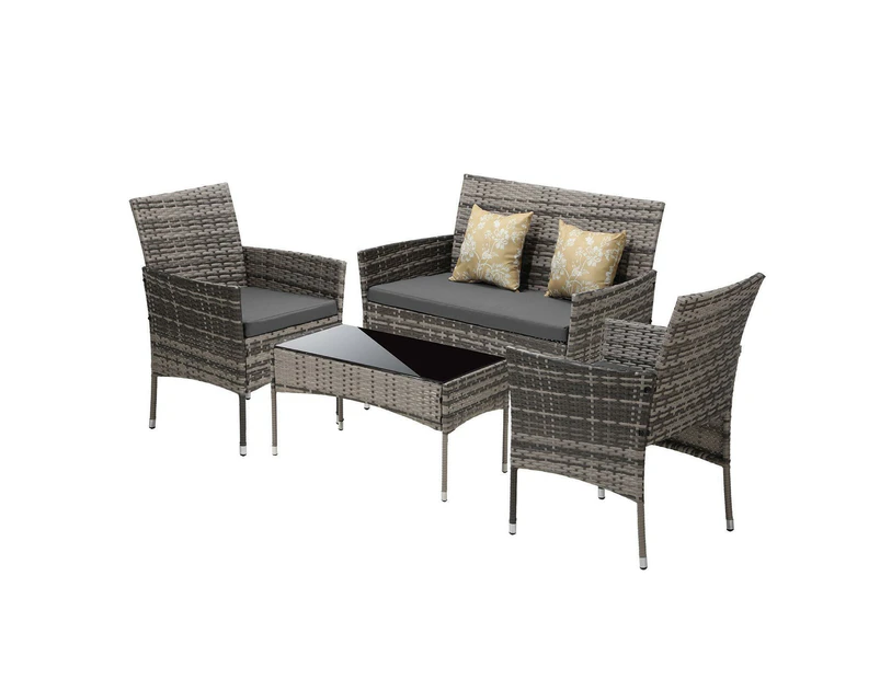 Livsip Outdoor Furniture 4-Piece Lounge Setting Chairs Table Wicker Set Patio