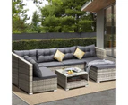 Livsip 6 Seater Outdoor Lounge Furniture Wicker Set Sofa Rattan Table Setting