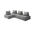 Oikiture 4PCS Modular Sofa Lounge Chair Armless TOFU Back Linen Grey