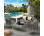 Livsip Outdoor Furniture 4-Piece Lounge Setting Chairs Table Wicker Set Patio