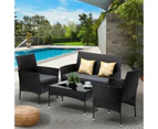 Livsip 4PCS Outdoor Furniture Setting Patio Garden Table Chair Set Wicker Sofa