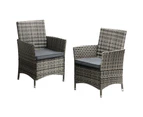 Livsip 2X Outdoor Dining Chairs Rattan Outdoor Patio Chairs Furniture Grey