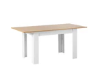 Oikiture 160cm Extendable Dining Table Kitchen Restaurant Cafe Table WoodenWhite