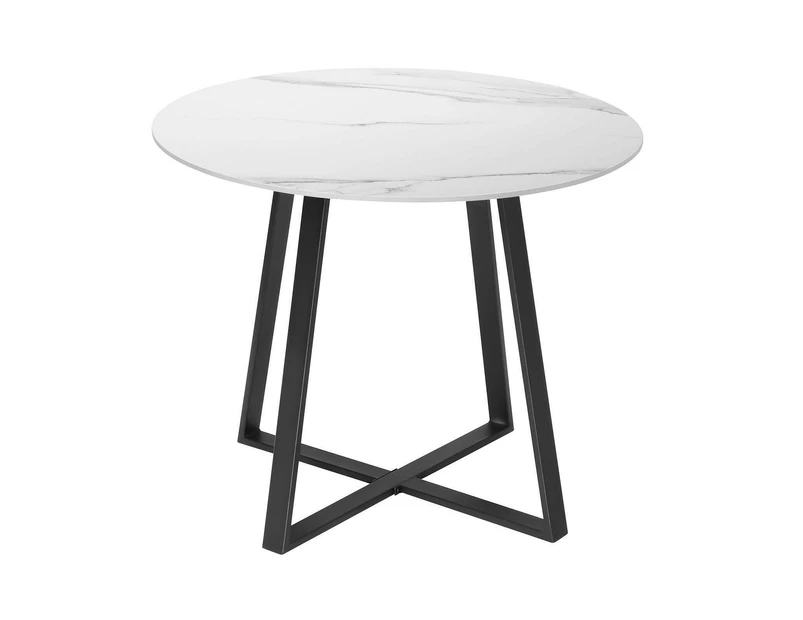 Livsip 90cm Outdoor Dining Marble Table Furniture Patio Garden Bistro Desk Black