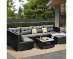 Livsip Outdoor Lounge Setting 7pc Wicker Sofa Set Furniture Rattan Patio Garden