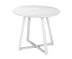 Livsip 90cm Outdoor Dining Marble Table Patio Furniture Bistro Set White