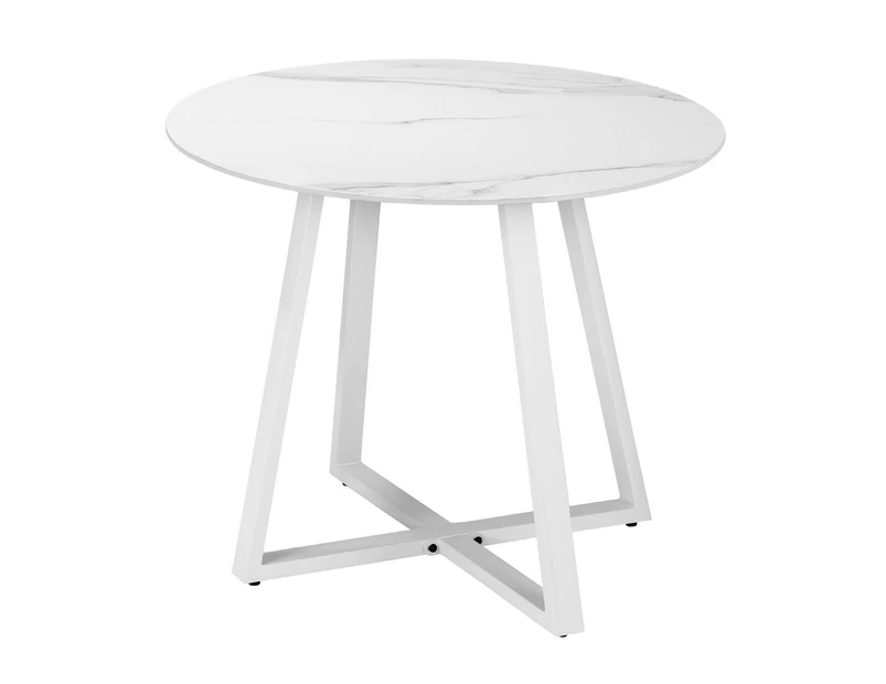 Livsip 90cm Outdoor Dining Marble Table Patio Furniture Bistro Set White