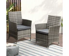 Livsip 2X Outdoor Dining Chairs Rattan Outdoor Patio Chairs Furniture Grey