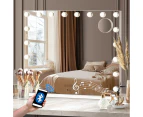 Oikiture 80x62cm Bluetooth Hollywood Makeup Mirrors with LED Light Vanity Mirror Standing Wall Mounted