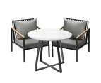 Livsip 3PCS Outdoor Dining Setting Table Sofa Chairs Patio Furniture Bistro Set