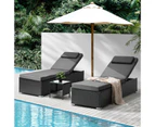 Livsip 2X Sun Lounge Wicker Lounger Table Setting Outdoor Furniture Day Bed