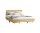 Oikiture Bed Frame King Size Wooden Bed Frame Rattan Headboard