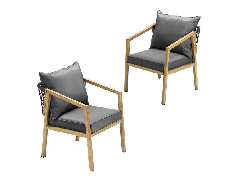 Livsip 2PCS Outdoor Furniture Chairs Garden Patio Lounge Set Steel Frame Beige