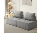 Oikiture 2PCS Modular Sofa Lounge Chair Armless TOFU Back Linen Grey