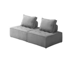 Oikiture 2PCS Modular Sofa Lounge Chair Armless TOFU Back Linen Grey