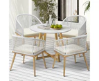 Livsip 5 Piece Outdoor Dining Setting Table Lounge Chairs Patio Furniture Set