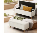 Oikiture Storage Ottoman Blanket Box Chest Toy Foot Stool LARGE Sherpa White