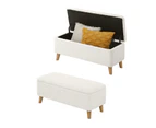 Oikiture Storage Ottoman Blanket Box Chest Toy Foot Stool LARGE Sherpa White