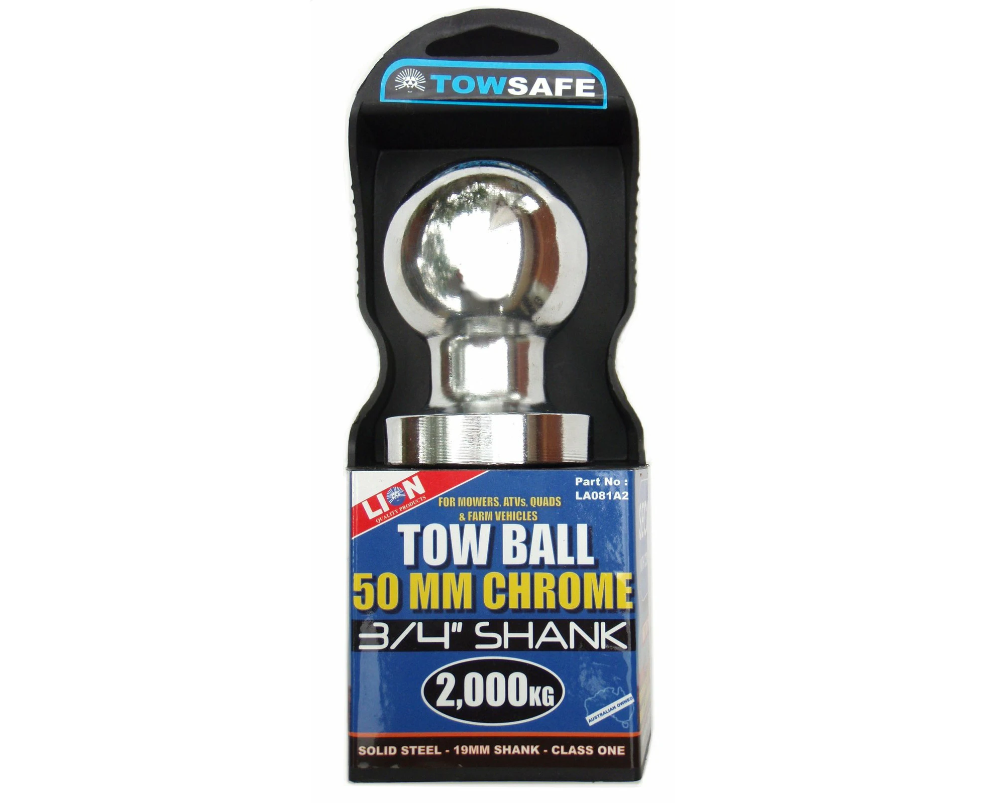 Lion Tow Ball Chrome 50mm 3/4" Inch Shank Farm Equipment Quad Bike Mower ATV