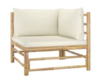 5 Piece Garden Lounge Set with Cream White Cushions Bamboo