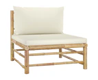 5 Piece Garden Lounge Set with Cream White Cushions Bamboo