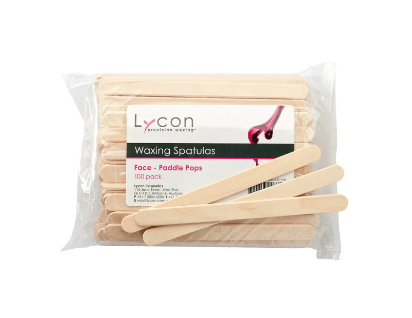 Lycon Disposable Waxing Spatulas Paddle Pop Stick 100 Pack