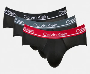 Calvin Klein 1996 Hip Brief, 3-Pack, Black Print, Black & Red - Underwear
