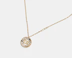 GUESS Clear Baguette Coin Pendant Necklace - Gold
