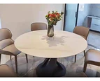 Ciara Matte Ceramic Round Dining Table/Lazy Susan/ Fish-belly Matte White Top - 1.2M, No Lazy Susan