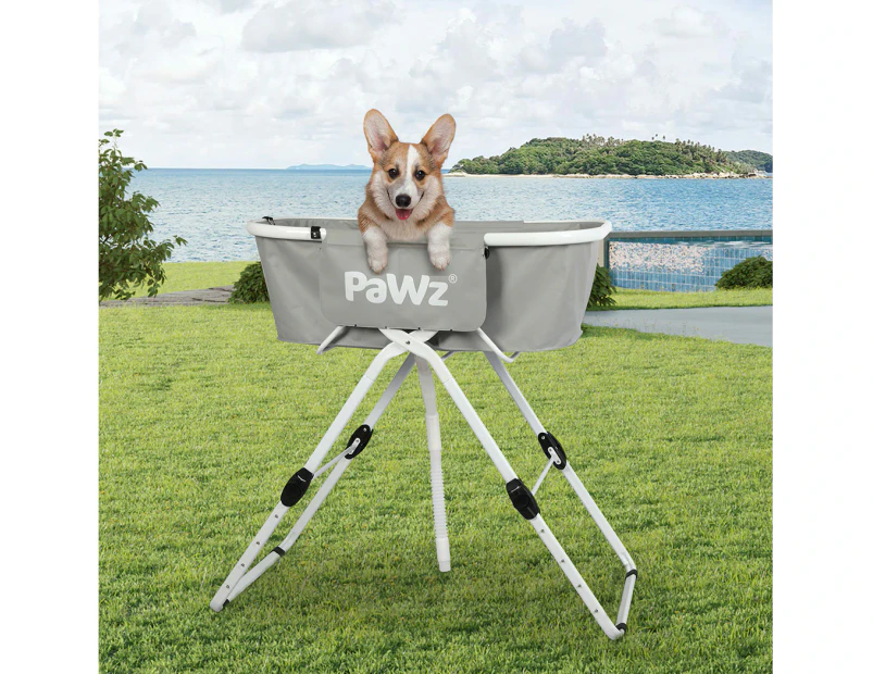 Pawz Pet Grooming Bath Tub Elevated Dog Shower Basin Foldable Adjustable Height