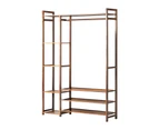 Oikiture Clothes Rack Open Wardrobe Garment Coat Hanging Rail Bamboo 8 Shelves