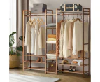 Oikiture Clothes Rack Open Wardrobe Garment Coat Hanging Rail Bamboo 13 Shelves