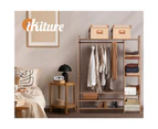 Oikiture Clothes Rack Open Wardrobe Garment Coat Hanging Rail Bamboo 8 Shelves