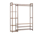 Oikiture Clothes Rack Open Wardrobe Garment Coat Hanging Rail Bamboo 8 Shelves