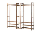 Oikiture Clothes Rack Open Wardrobe Garment Coat Hanging Rail Bamboo 13 Shelves