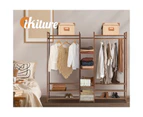 Oikiture Clothes Rack Open Wardrobe Garment Coat Hanging Rail Bamboo 13 Shelves