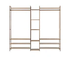 Oikiture Clothes Rack Open Wardrobe Garment Coat Hanging Rail Bamboo 13 Shelves