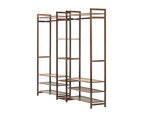 Oikiture Clothes Rack Open Wardrobe Garment Coat Hanging Rail Bamboo 13 Shelves