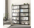 Oikiture Display Cabinet Storage 5-Tier Shelves Clear Bookcase Stand Rack Black