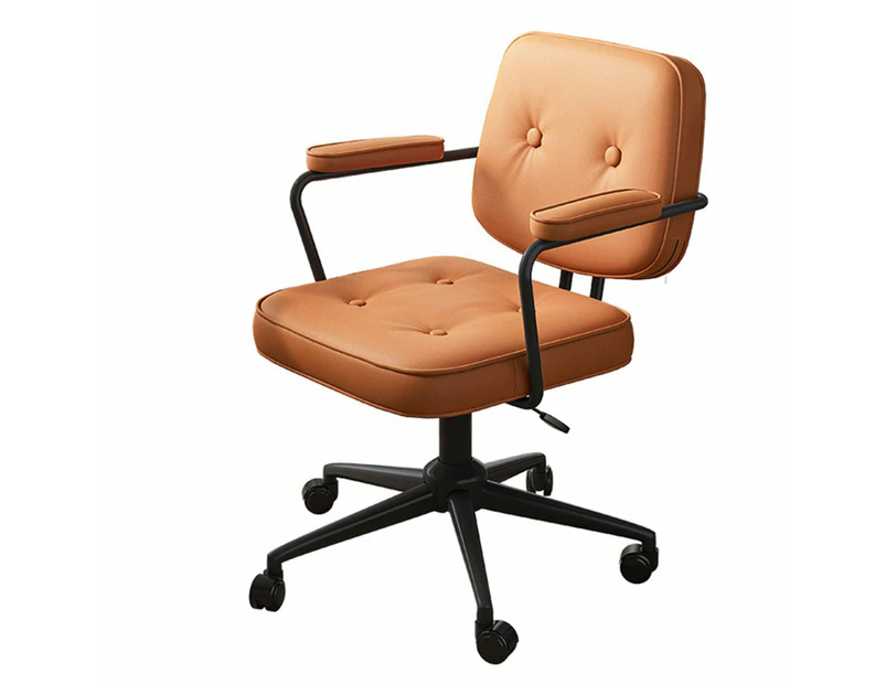 Foret Home Office Chair Computer Ergonomic Swivel Mid Back Padding Wheel Armrest - Orange 01