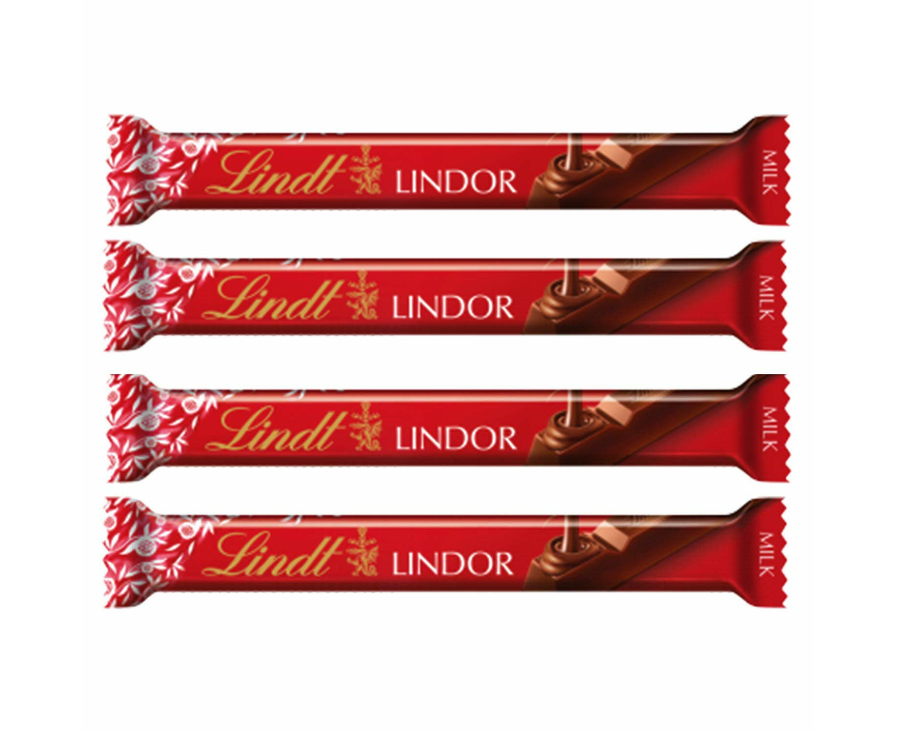 4 X Lindt Lindor Milk Chocolate Bar 38g Au 6730