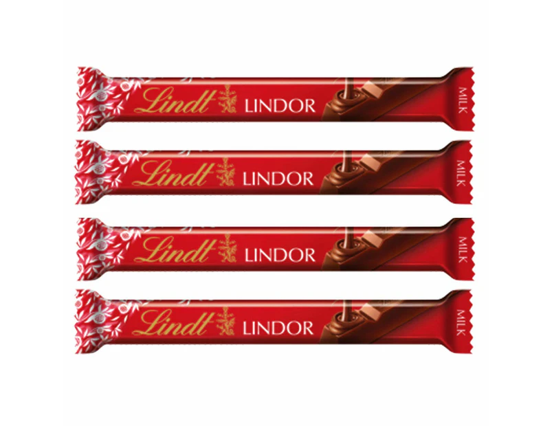 4 X Lindt Lindor Milk Chocolate Bar 38g Au 5595