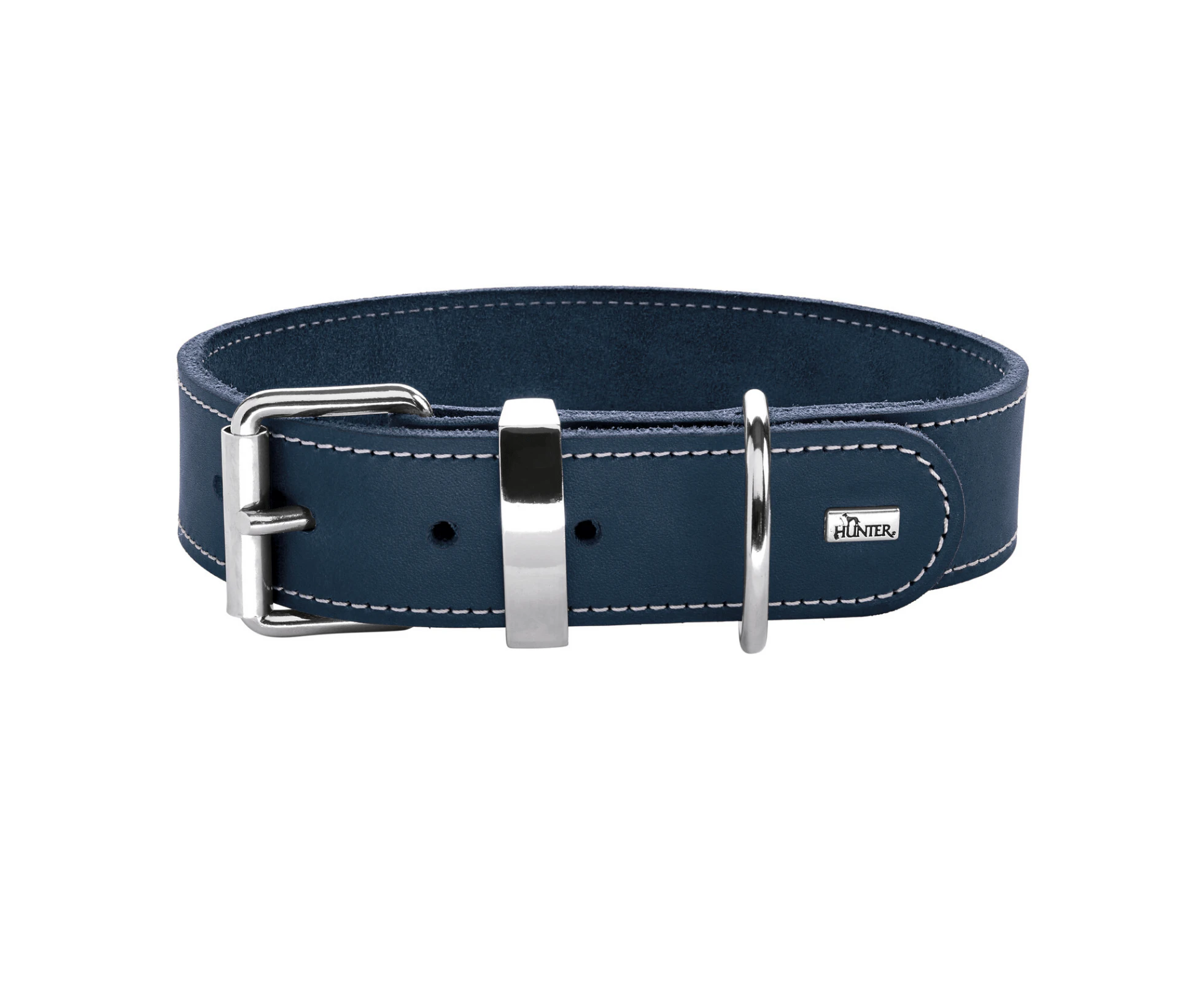 Hunter Aalborg Special Leather Dog Collar, Dark Blue